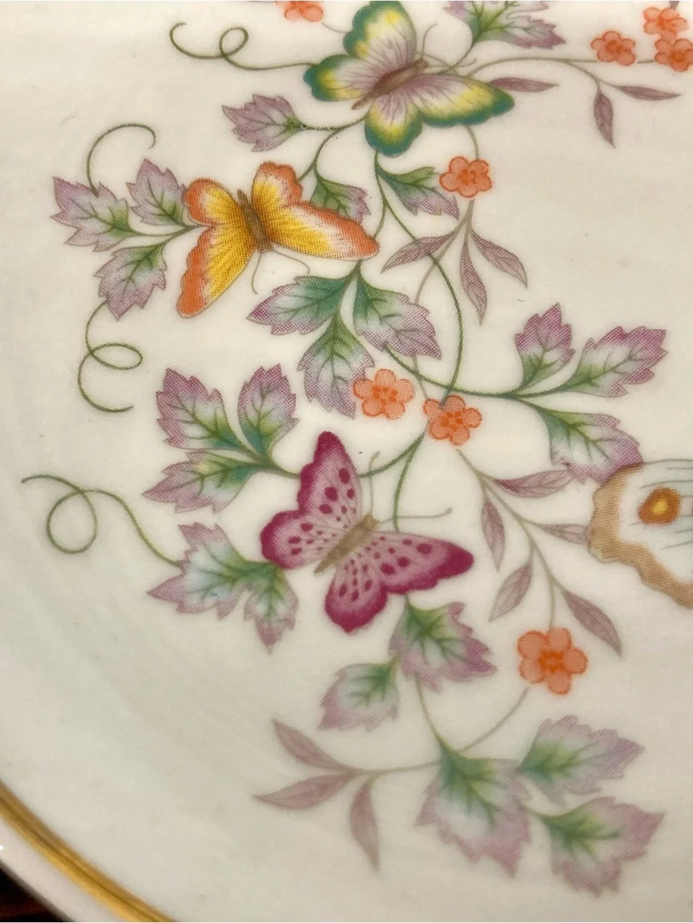 2 Vintage Avon Porcelain Mini Plates 22k Gold Trim 1979 Floral Butterflies 4.25" - Picture 11 of 13